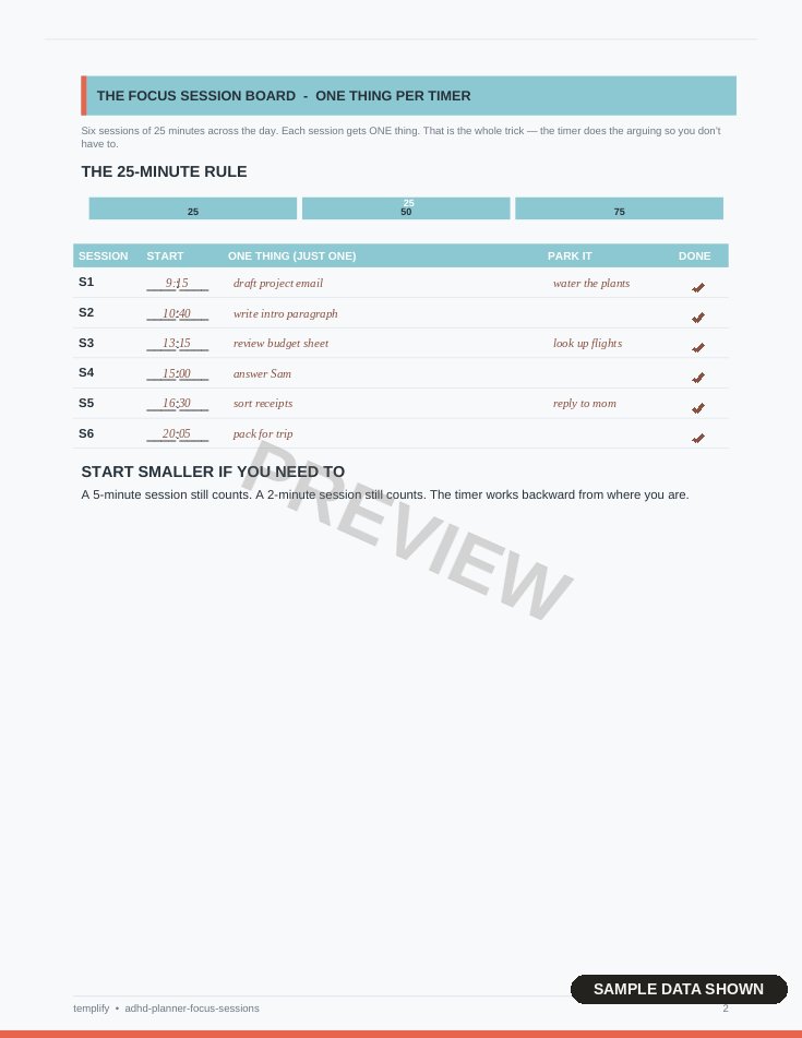 ADHD Focus Sessions Planner preview