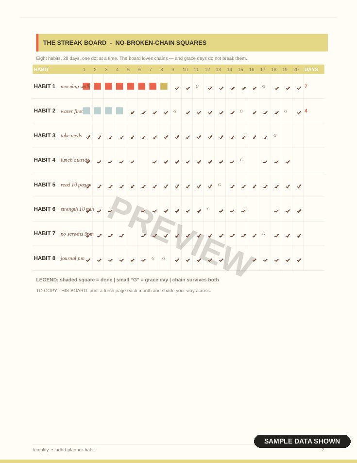 ADHD Habit Momentum Planner preview