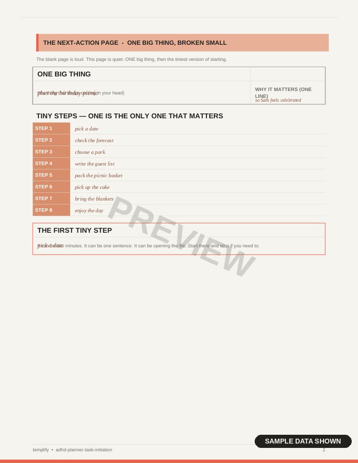 ADHD Task Initiation Planner preview