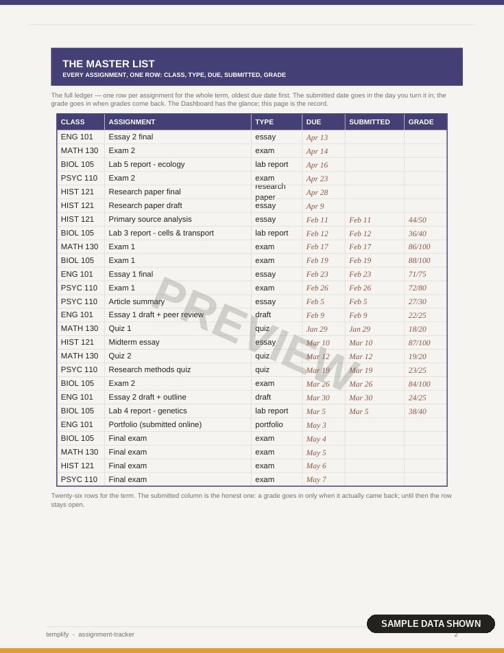 Assignment Tracker preview
