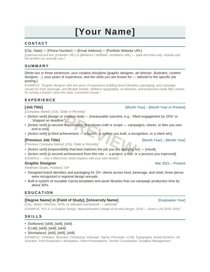 ATS-Friendly Resume & Cover Letter Pack: Creative Professional preview
