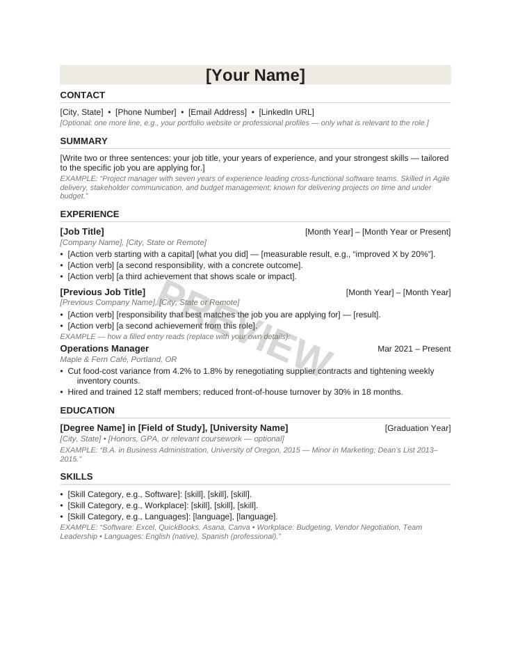 ATS-Friendly Resume & Cover Letter Pack: Modern Professional preview
