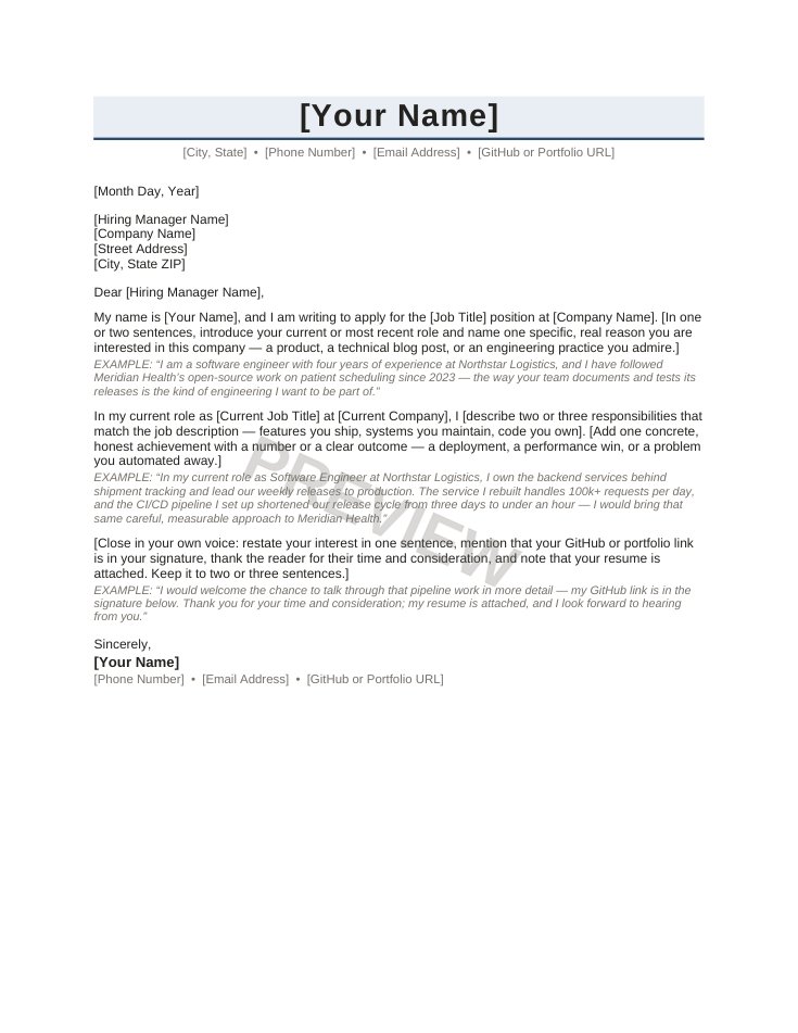 ATS-Friendly Resume & Cover Letter Pack: Technical preview 2