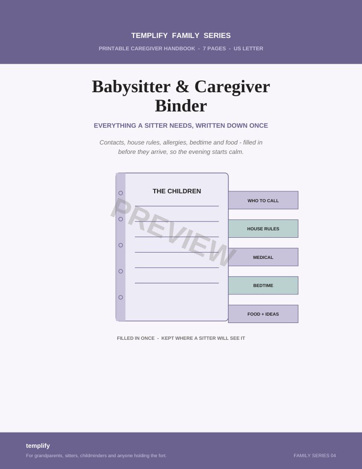 Babysitter & Caregiver Binder preview