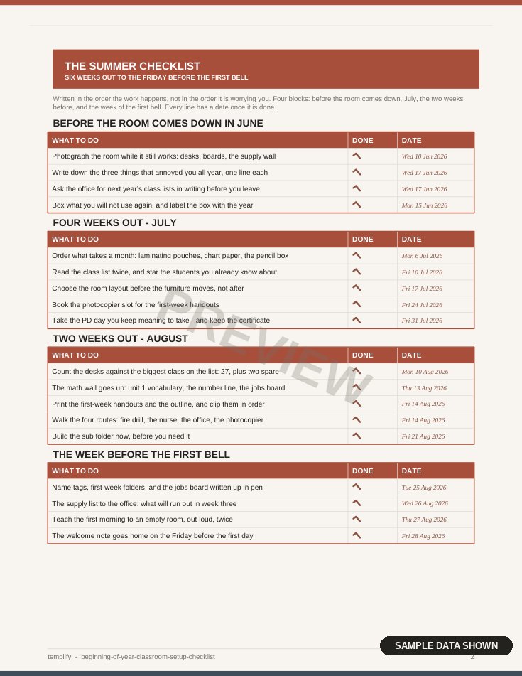 Beginning-of-Year Classroom Setup Checklist preview
