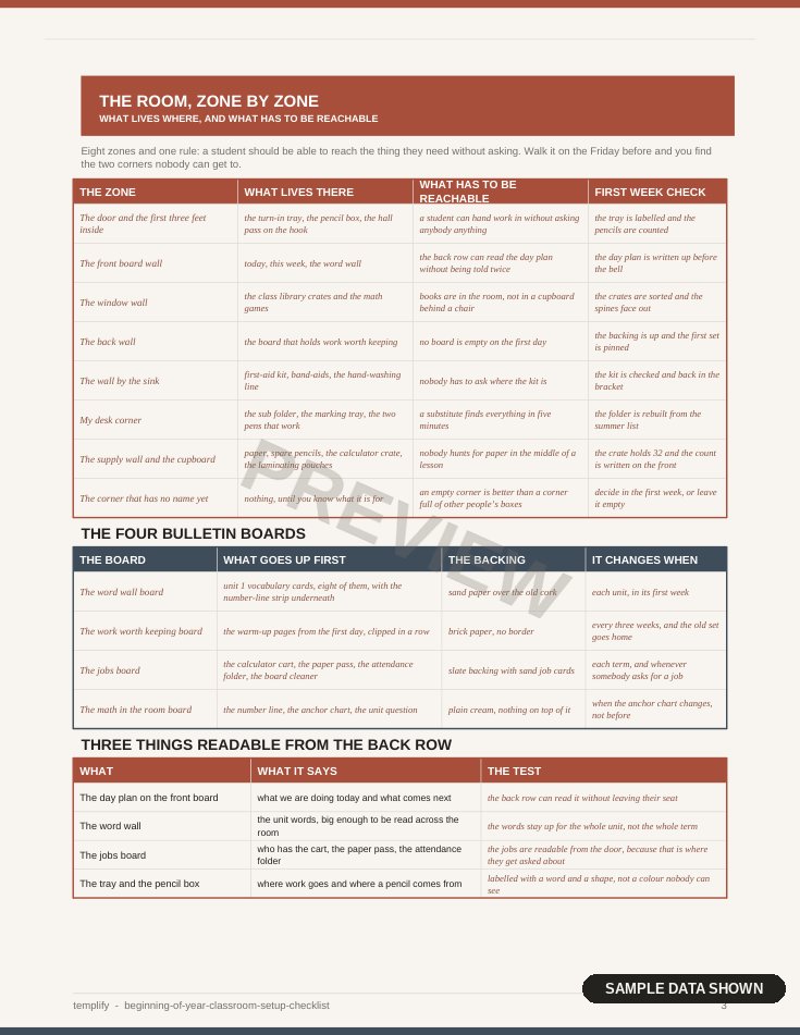 Beginning-of-Year Classroom Setup Checklist preview 2