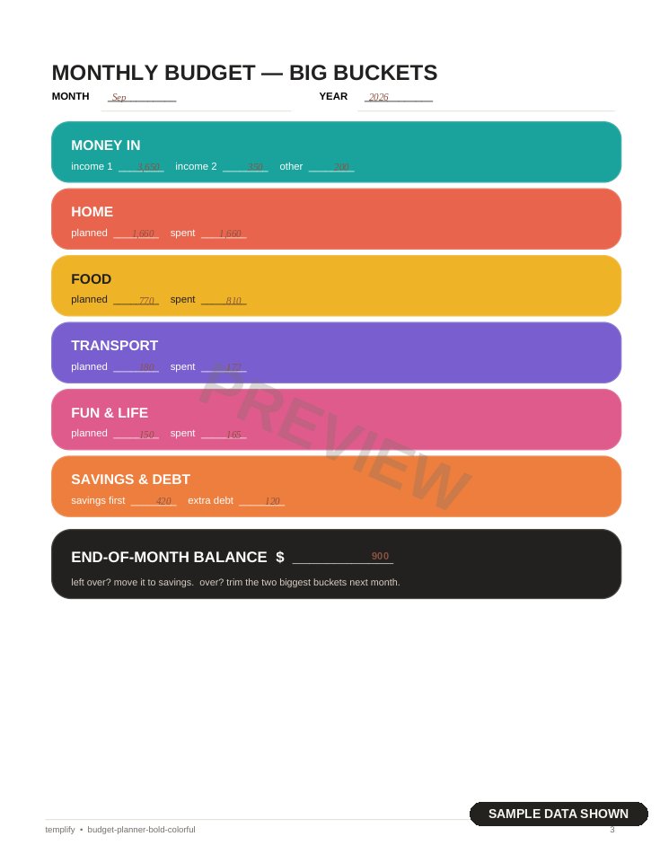 Bold & Colorful Budget Planner preview