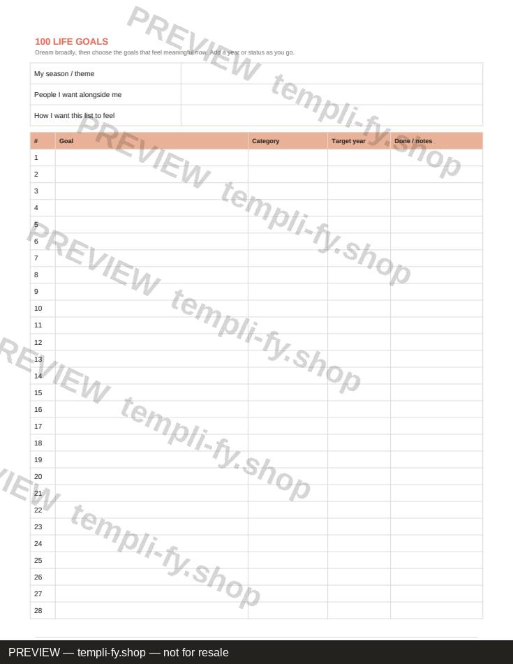 Bucket List Planner preview 2