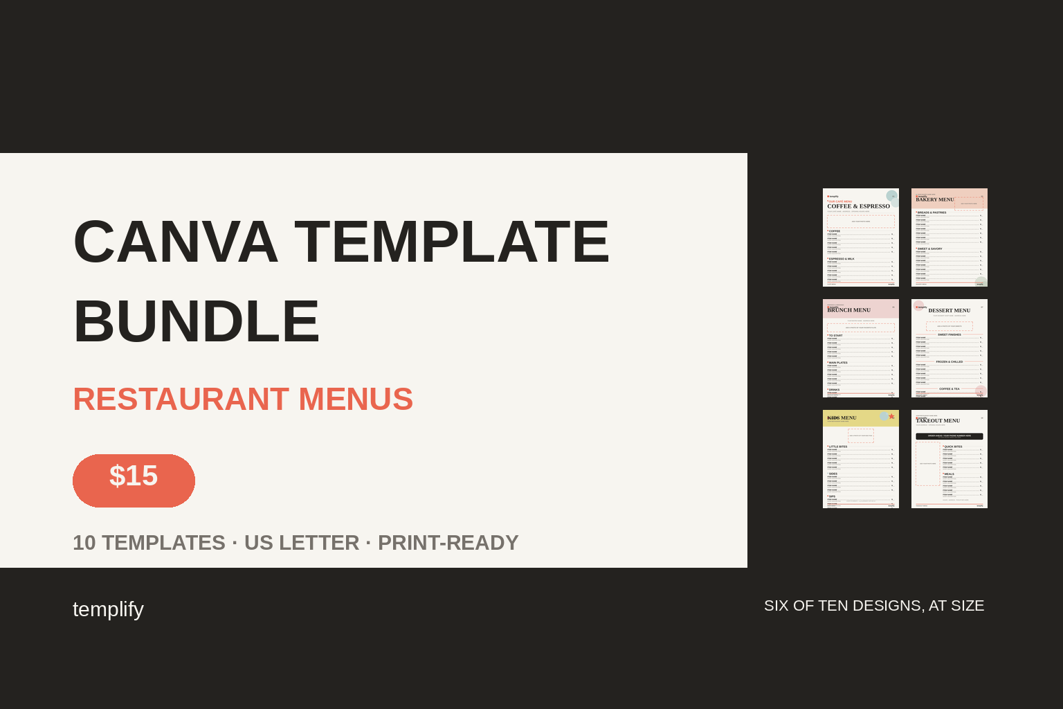 Canva Template Bundle: Restaurant Menus preview