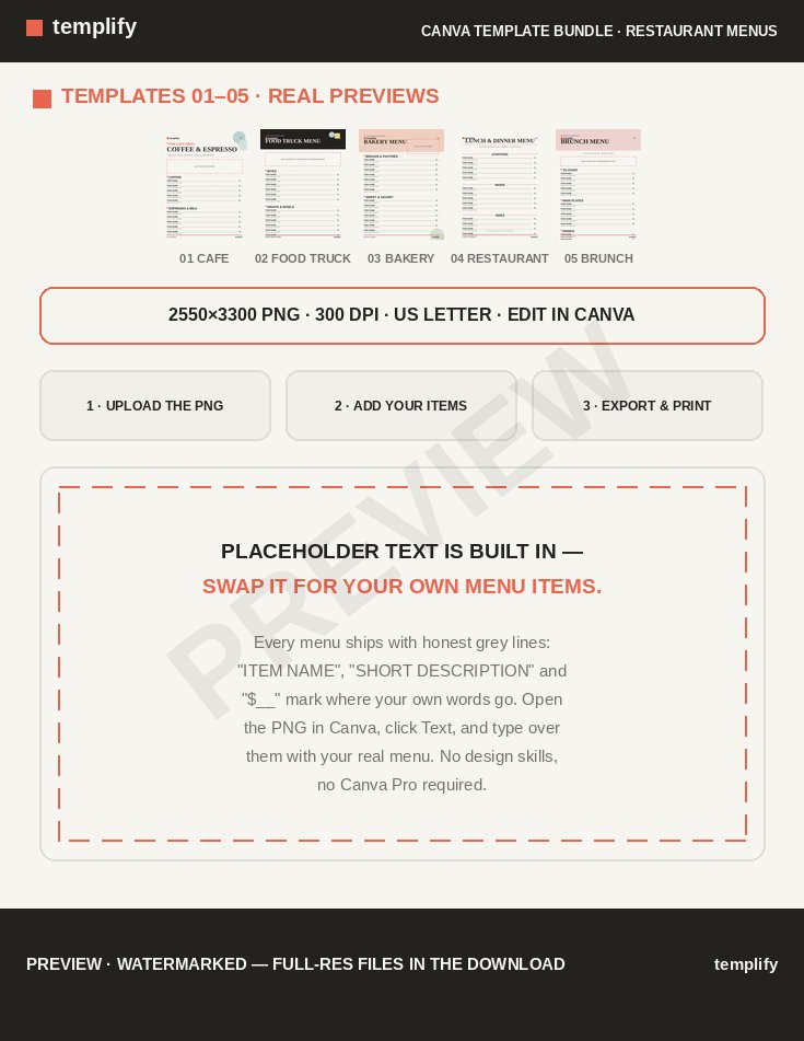 Canva Template Bundle: Restaurant Menus preview 2