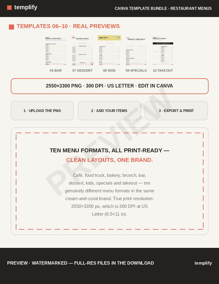 Canva Template Bundle: Restaurant Menus preview 3