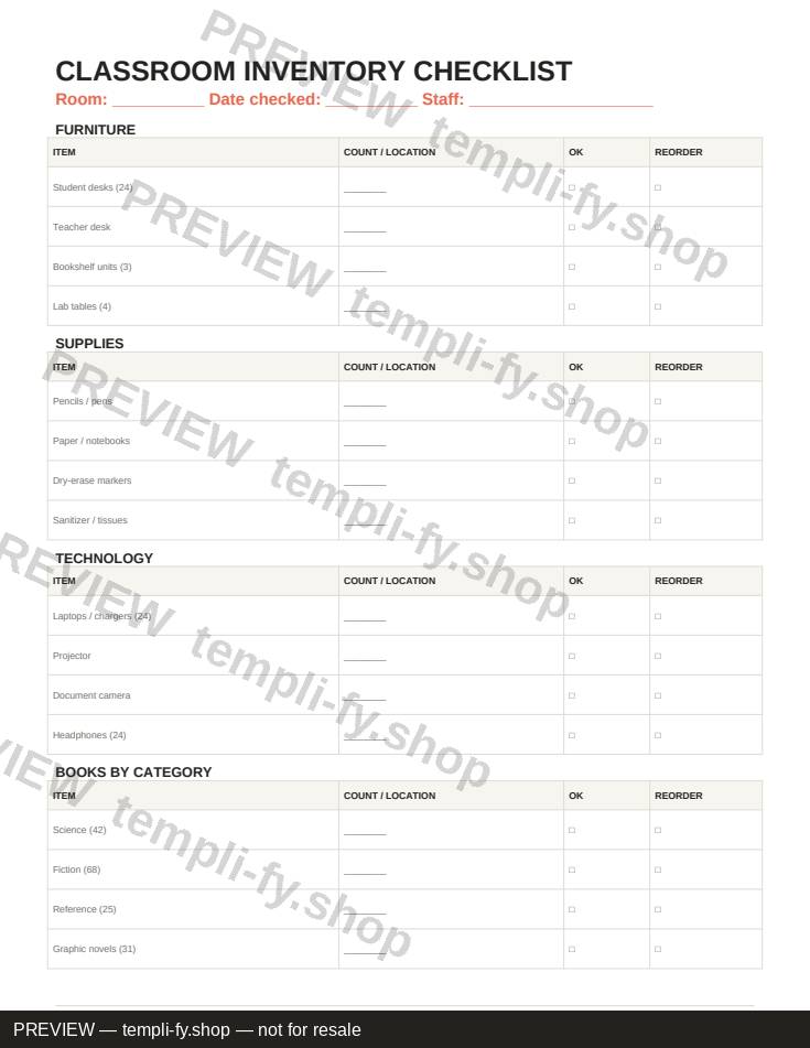 Classroom Organization preview 2