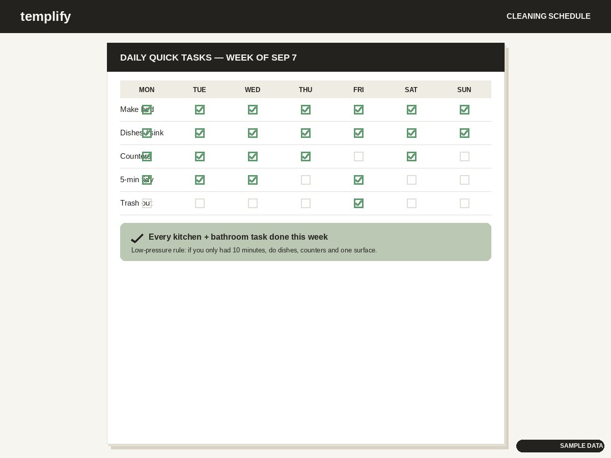 Cleaning Schedule preview