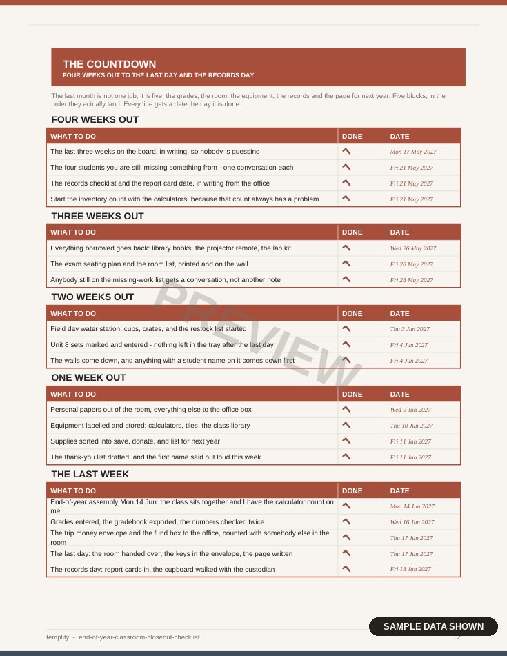 End-of-Year Classroom Closeout Checklist preview