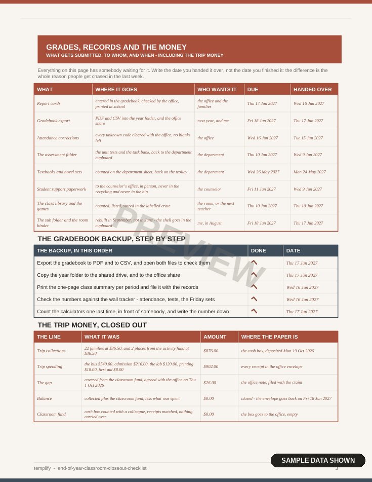 End-of-Year Classroom Closeout Checklist preview 2