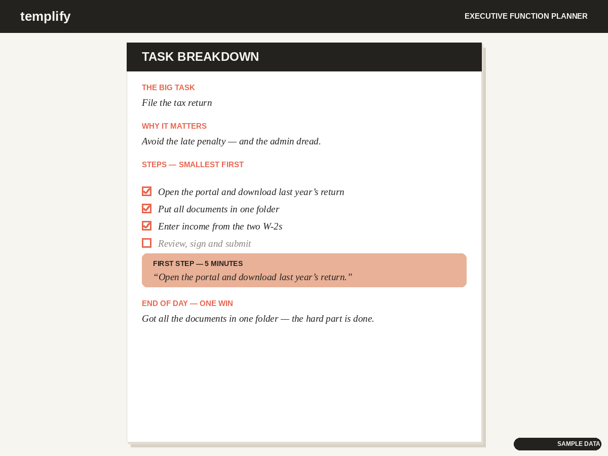 Executive Function Planner preview
