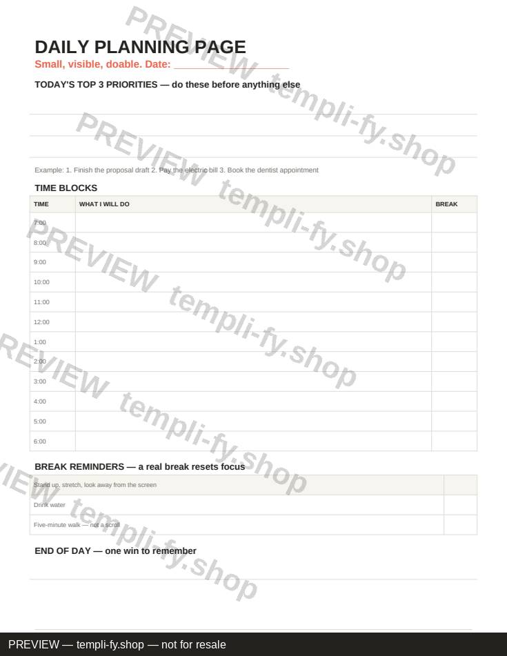 Executive Function Planner preview 3