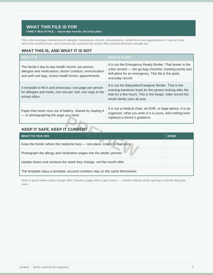 Family Medical Info Organizer preview 2