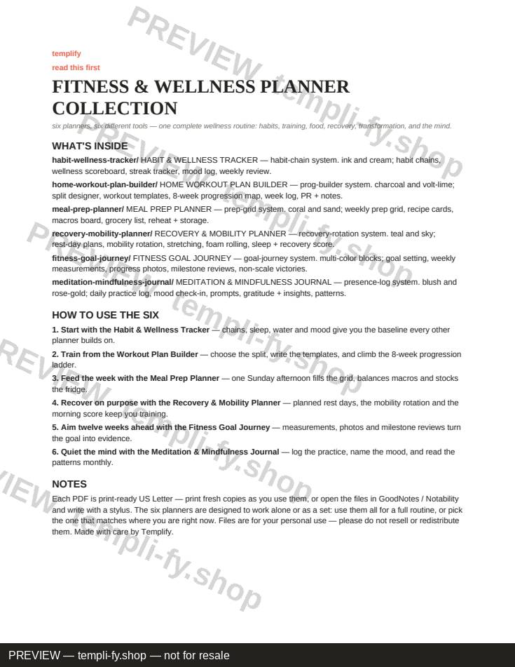Fitness & Wellness Planner Design Collection preview 2
