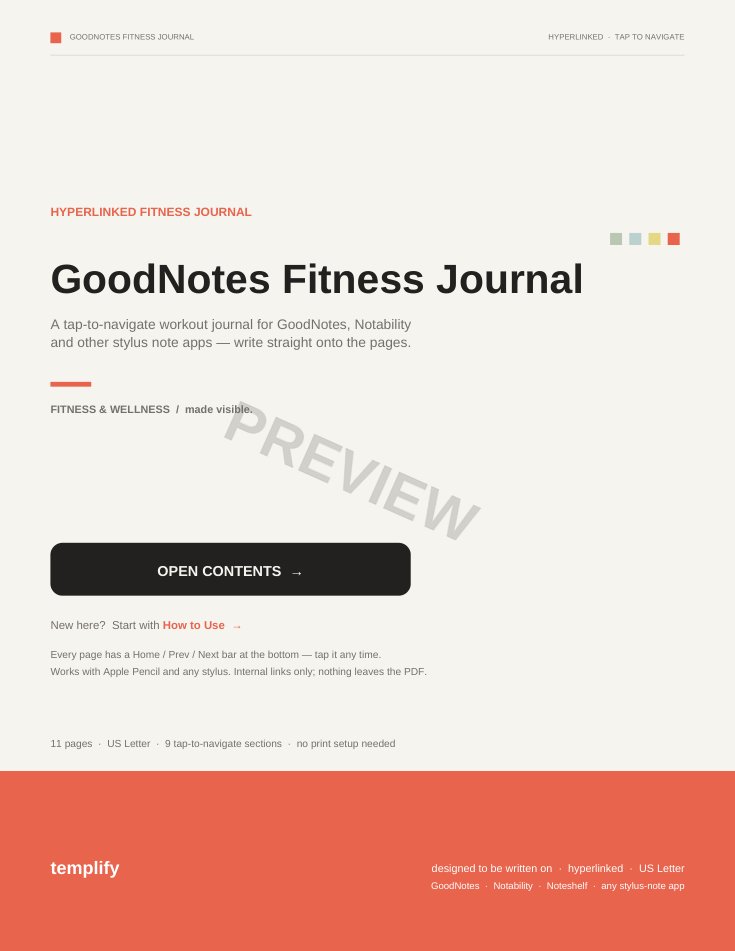 GoodNotes Fitness Journal preview