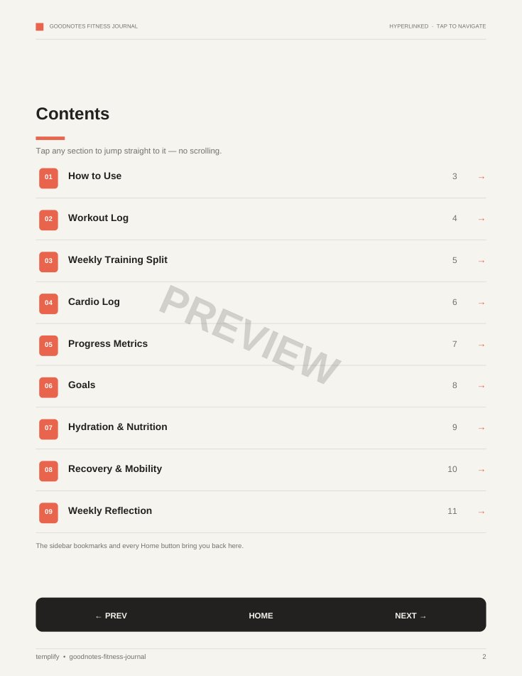 GoodNotes Fitness Journal preview 2