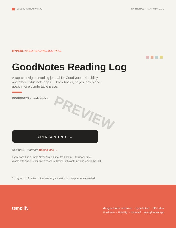 GoodNotes Reading Log preview