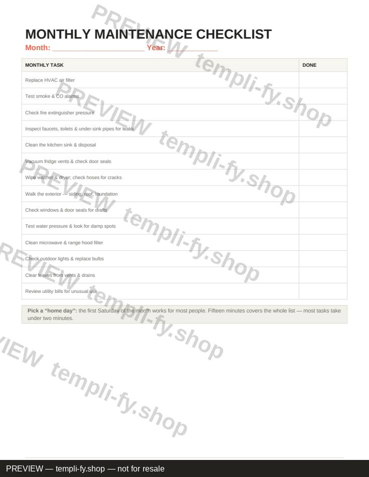 Home Maintenance Schedule preview 2