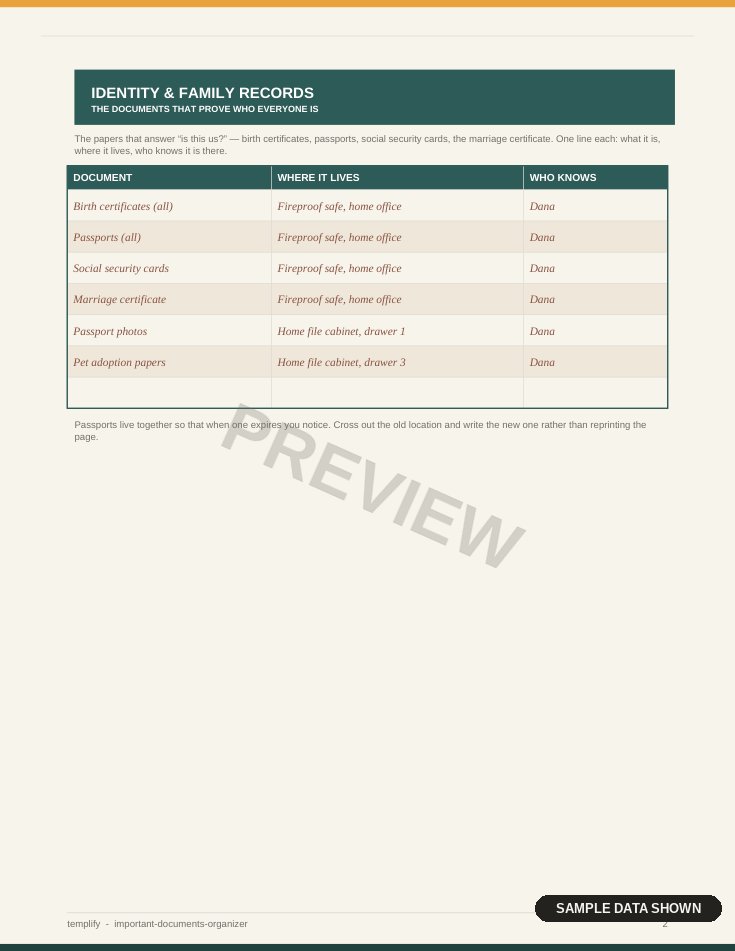Important Documents Organizer preview