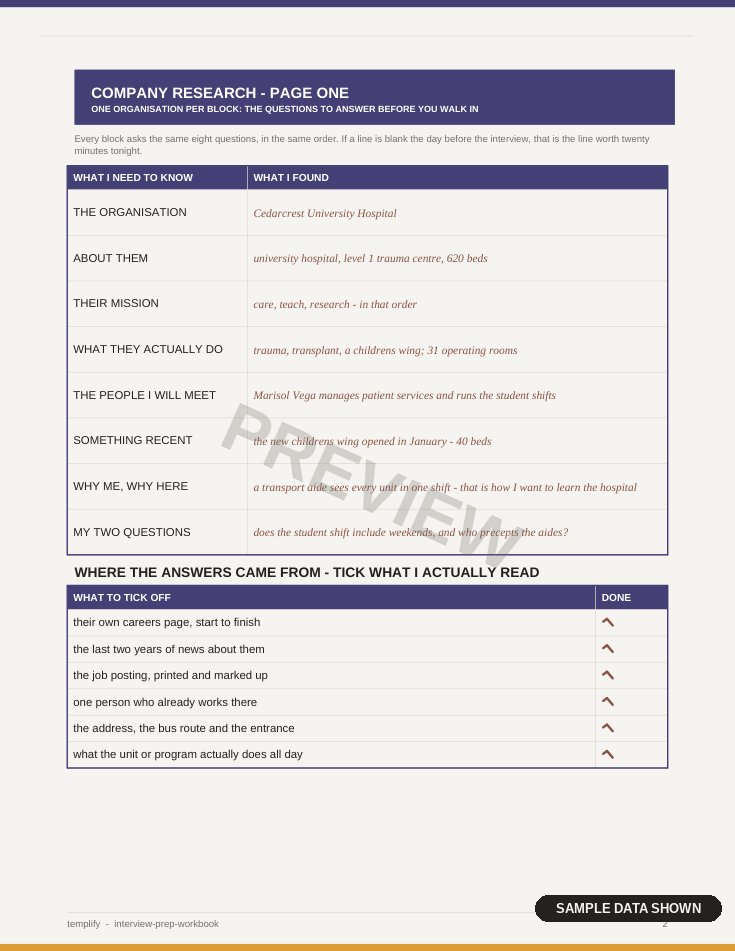 Interview Prep Workbook preview
