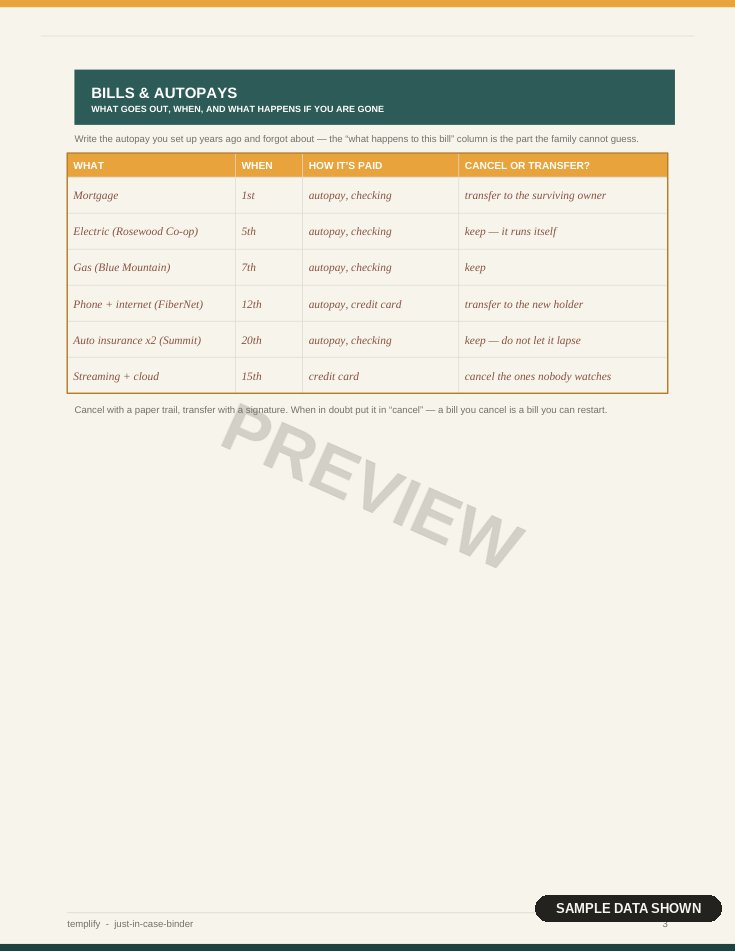 Just-in-Case Binder preview 2