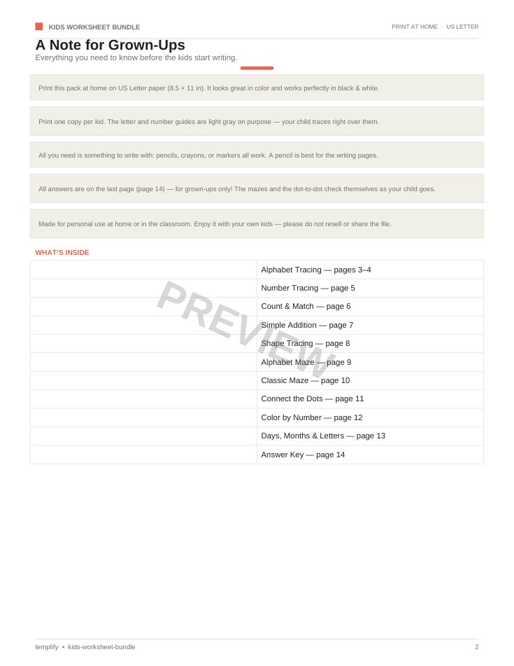Kids Worksheet Bundle preview 2
