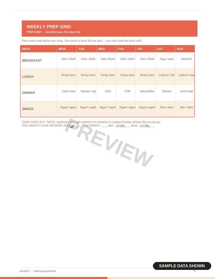 Meal Prep Planner preview