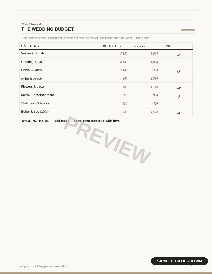 Minimalist Wedding Planner preview