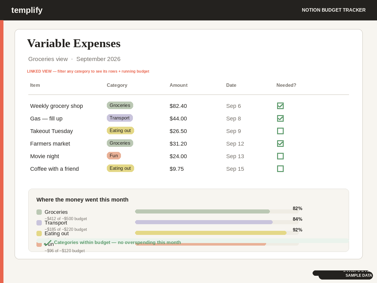 Notion Budget Tracker preview