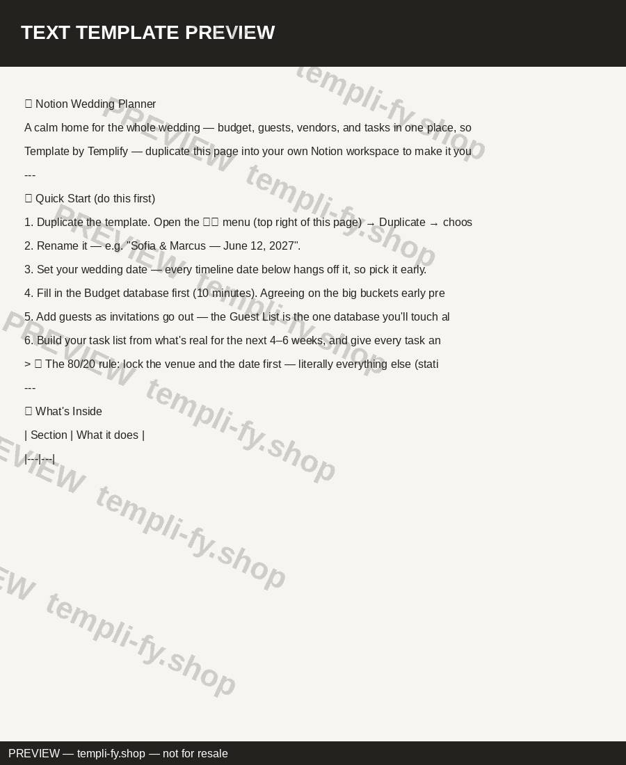 Notion Wedding Planner preview