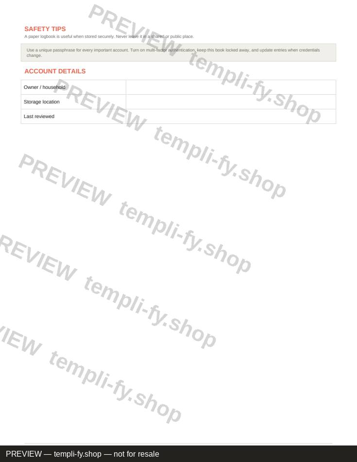 Password Logbook preview 2