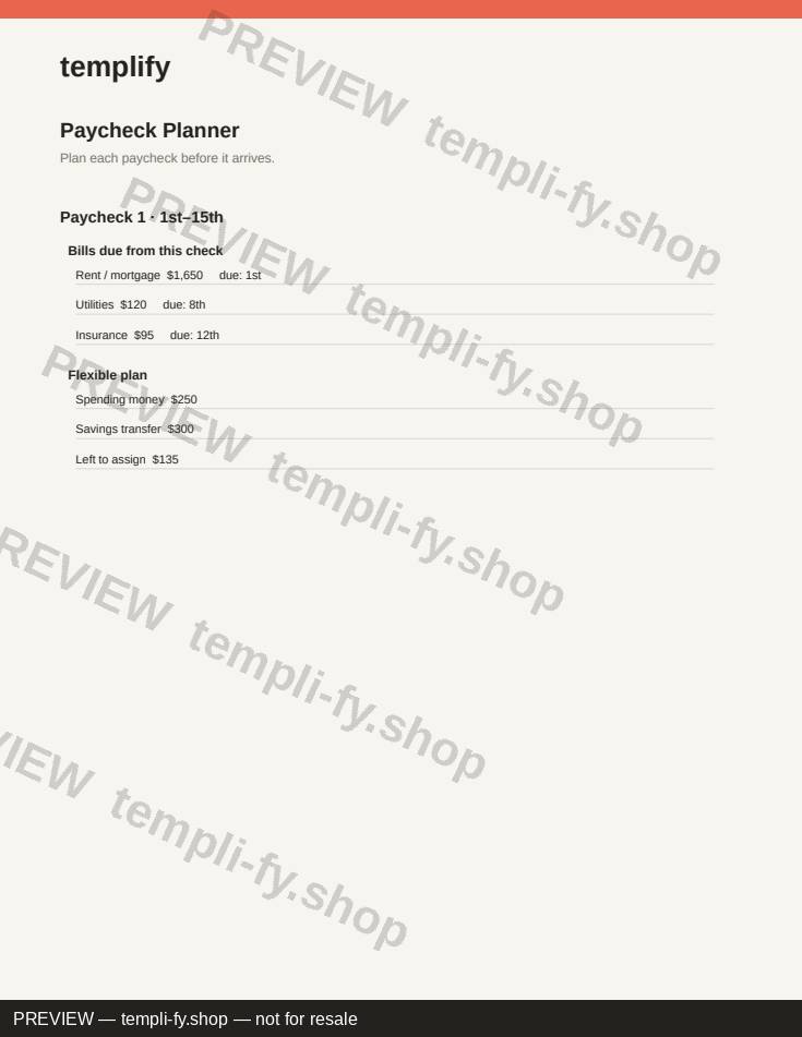 Paycheck Planner preview 2