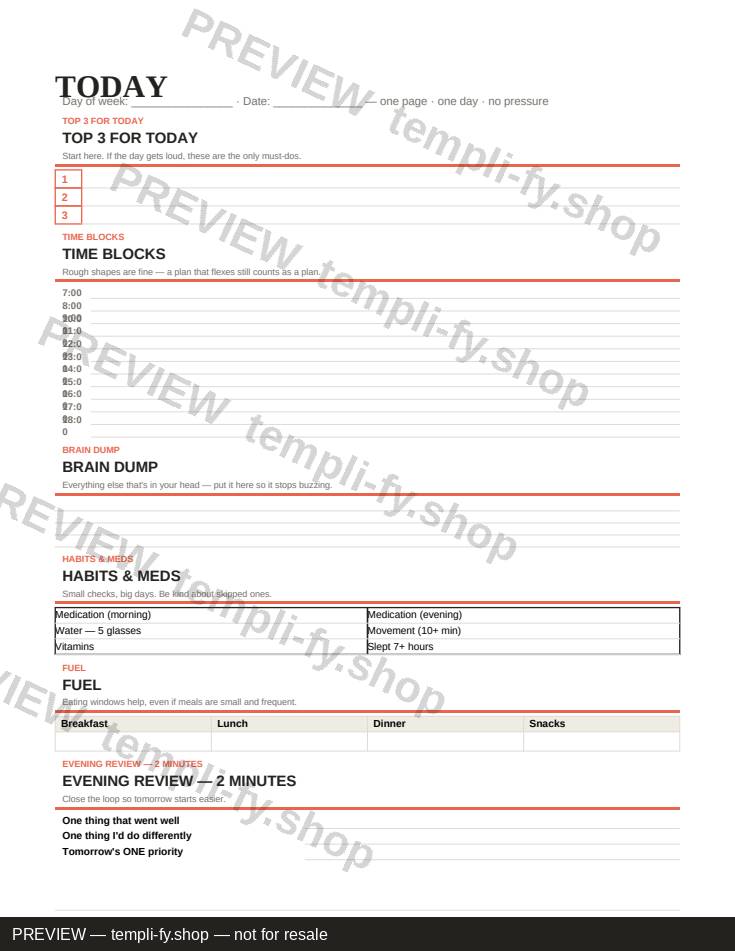 Printable ADHD Daily Planner preview 3