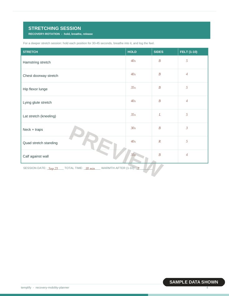 Recovery & Mobility Planner preview