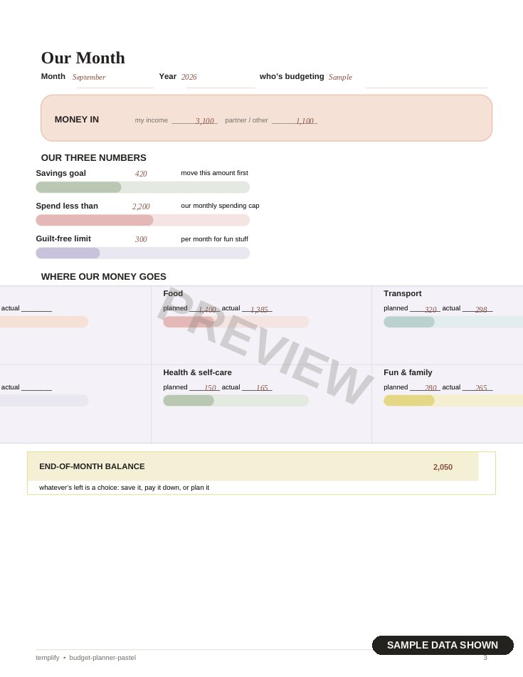Soft Pastel Budget Planner preview