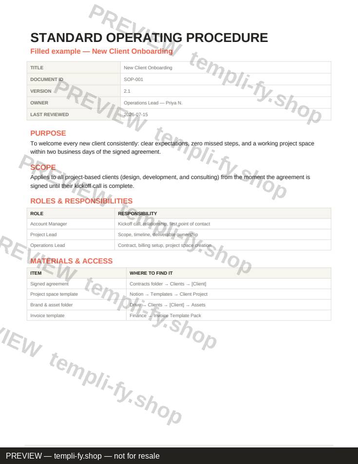 SOP Template Pack preview 2