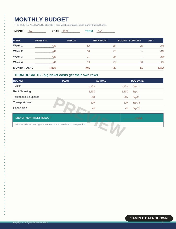 Student Budget Planner preview