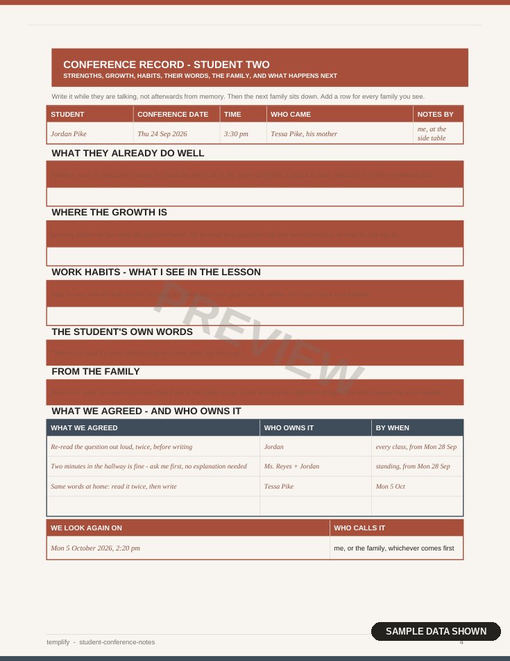 Student Conference Notes preview 2