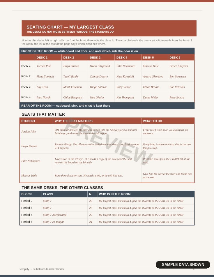 Substitute Teacher Binder preview 2