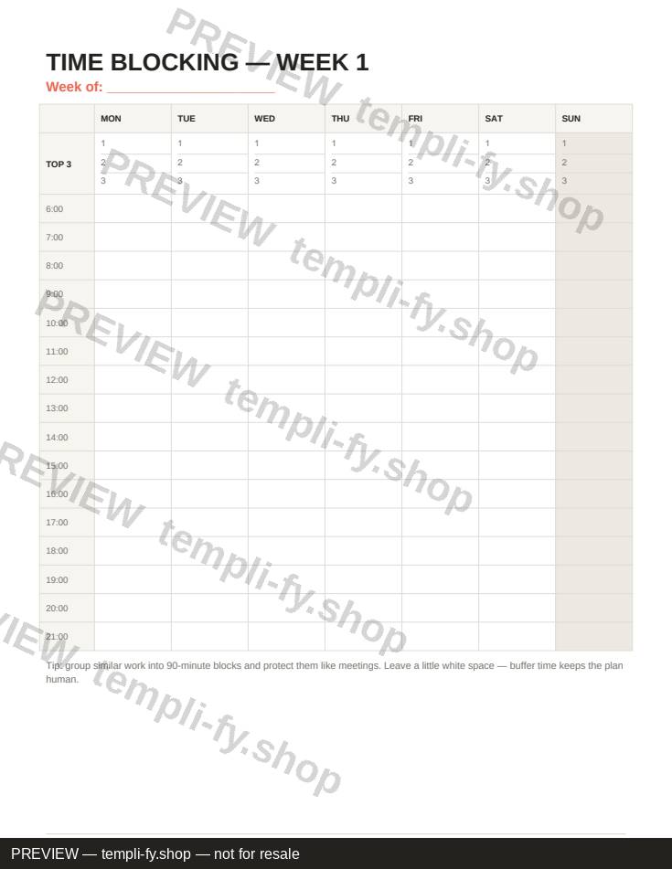 Time Blocking Weekly Planner preview 2