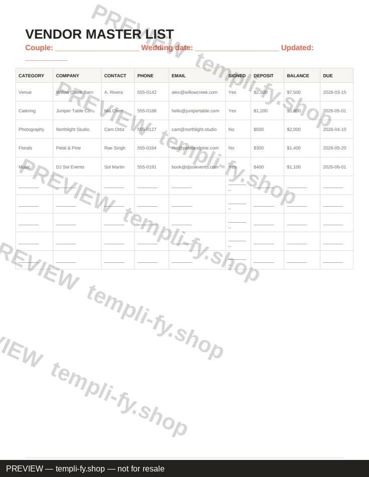 Vendor Tracker preview 2