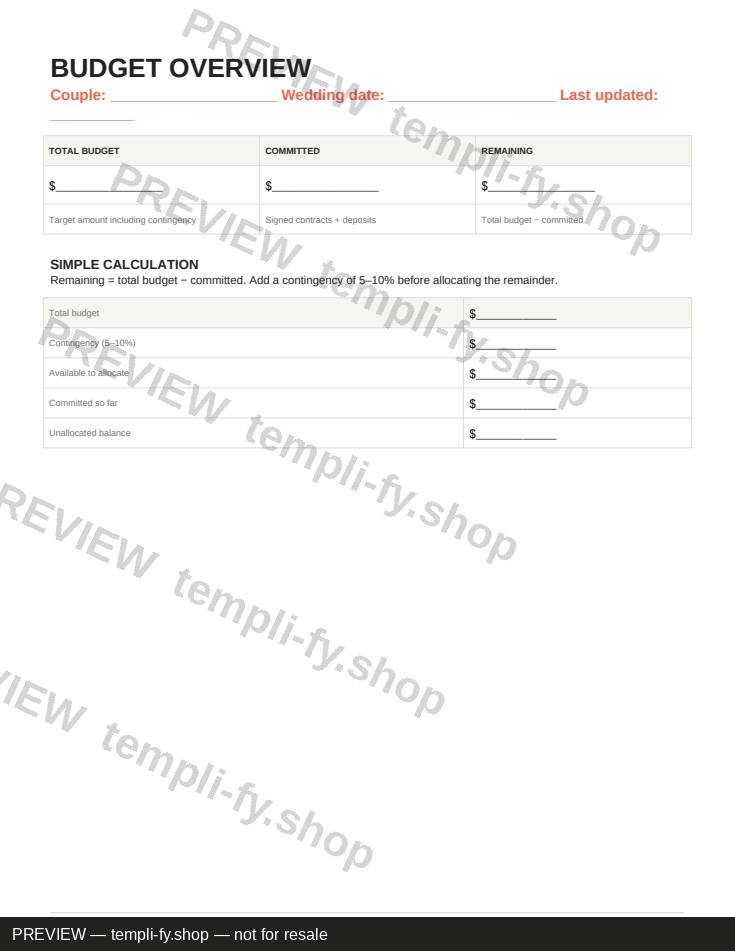 Wedding Budget Planner preview 2