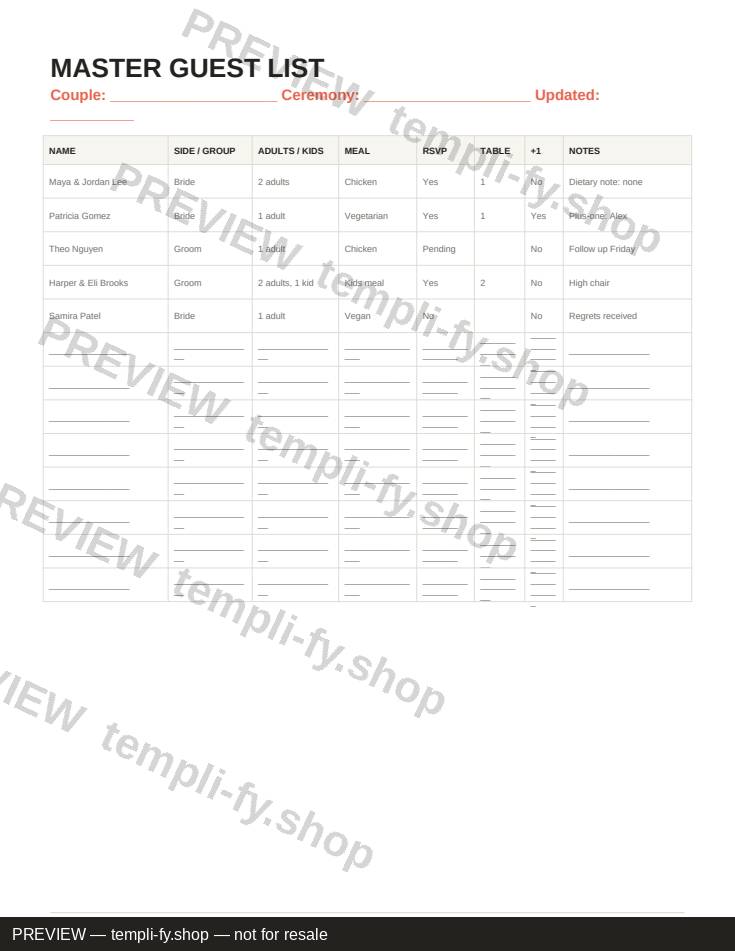Wedding Guest List preview 2